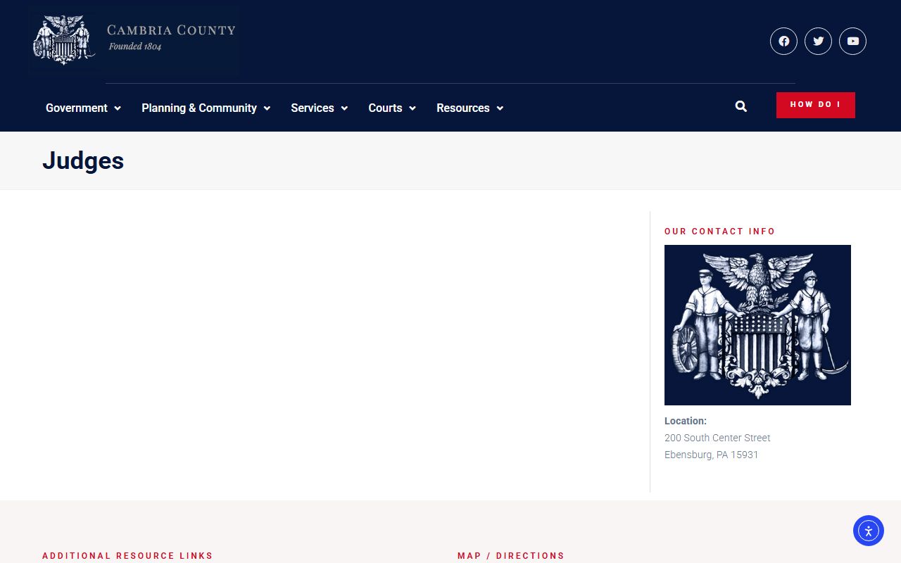 Cambria County Prothonotary records judges and court context