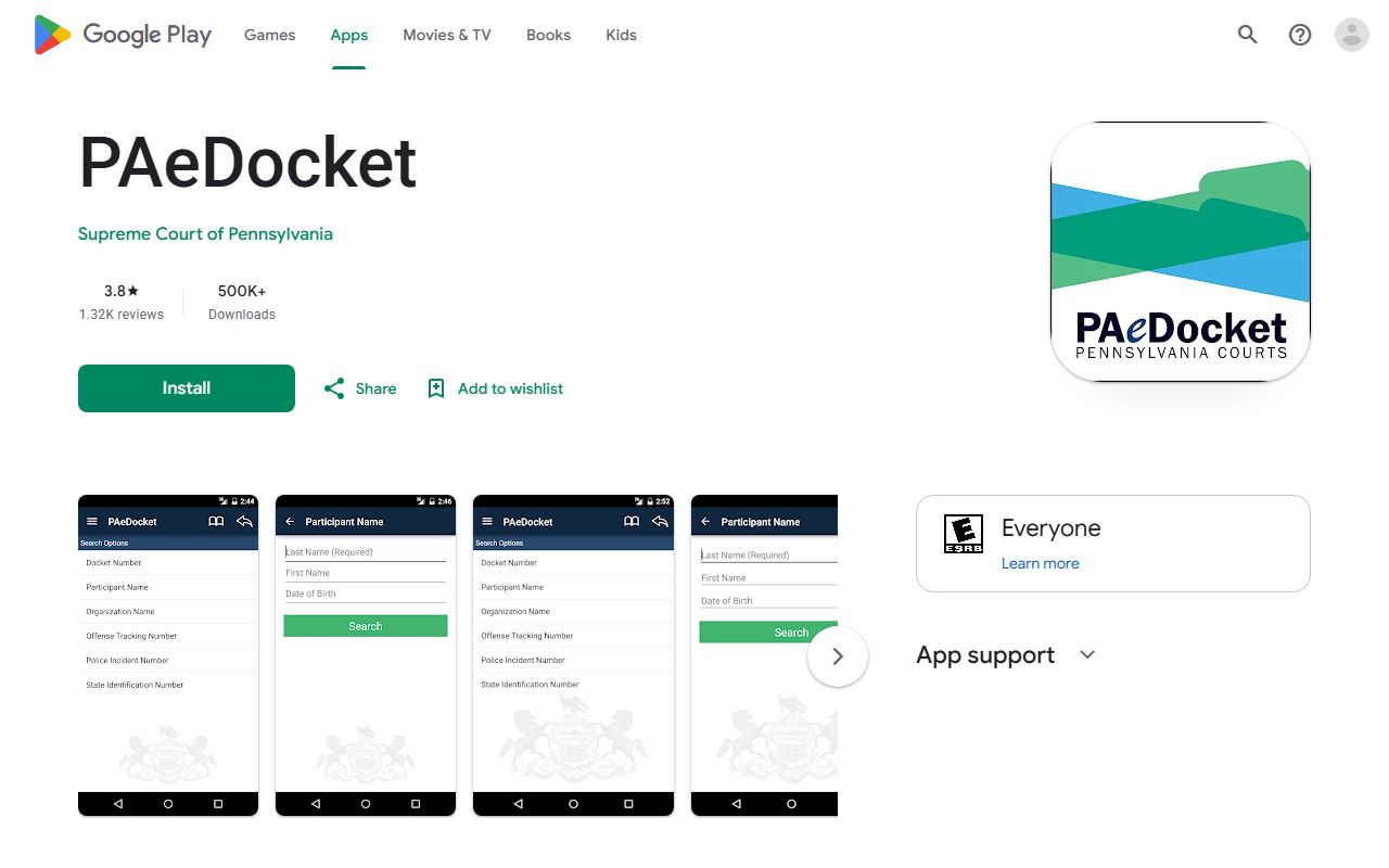 Cambria County court dockets PAeDocket Google Play listing