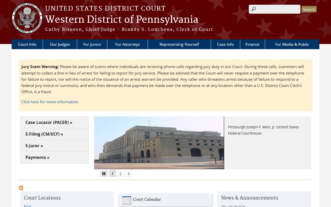 Cambria County Court of Common Pleas and Western District federal court distinction