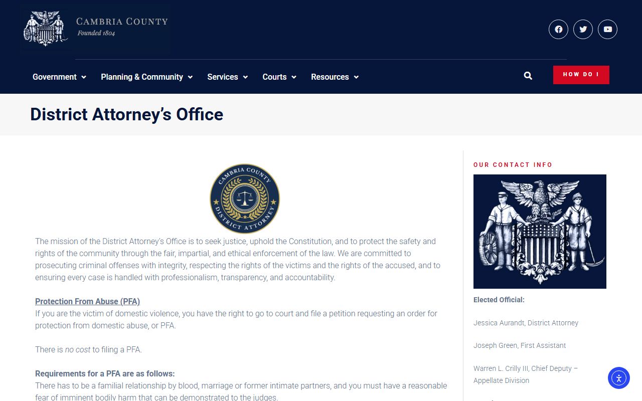 Cambria County criminal court records District Attorney resources