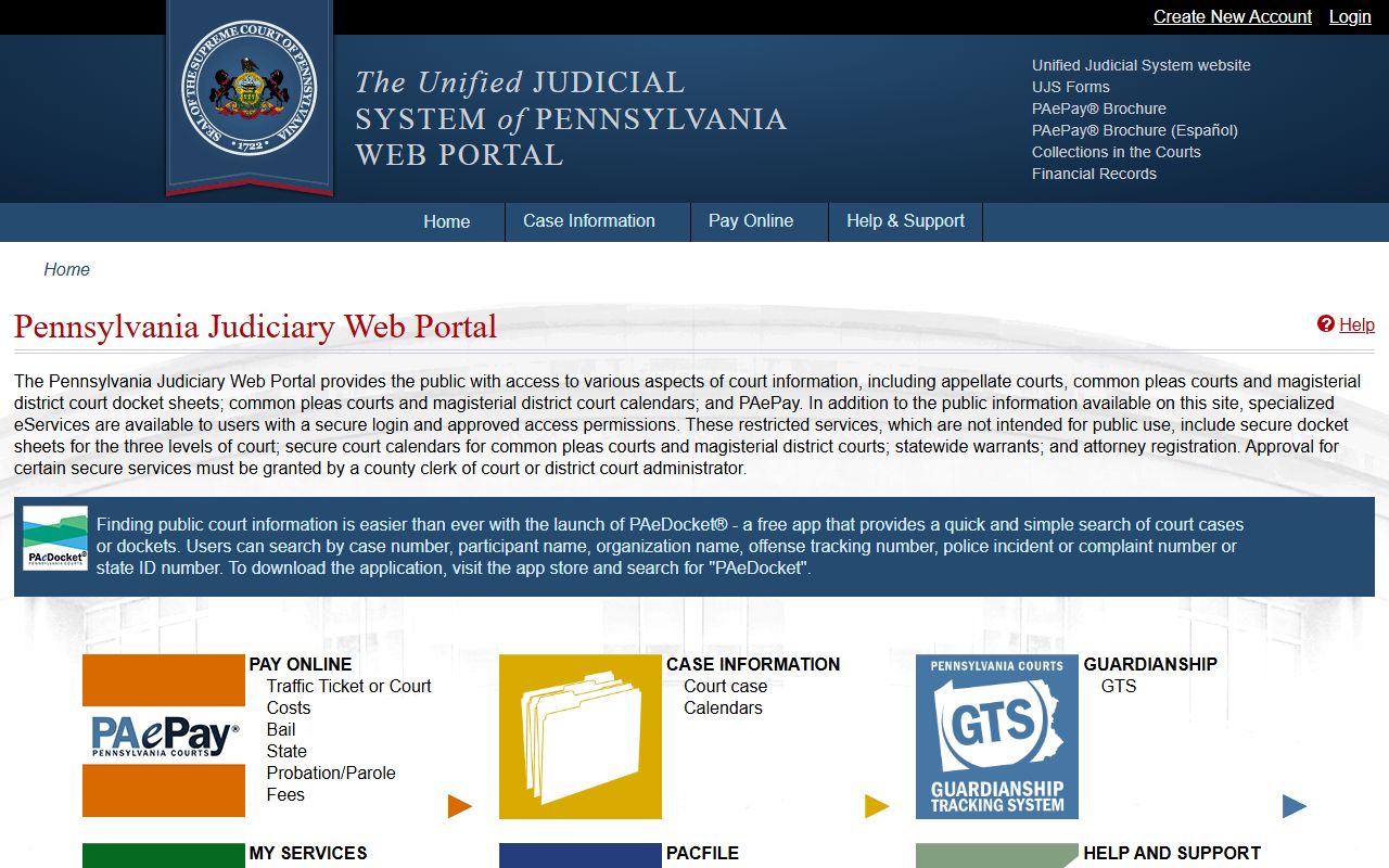 Cambria County court records Pennsylvania UJS Portal