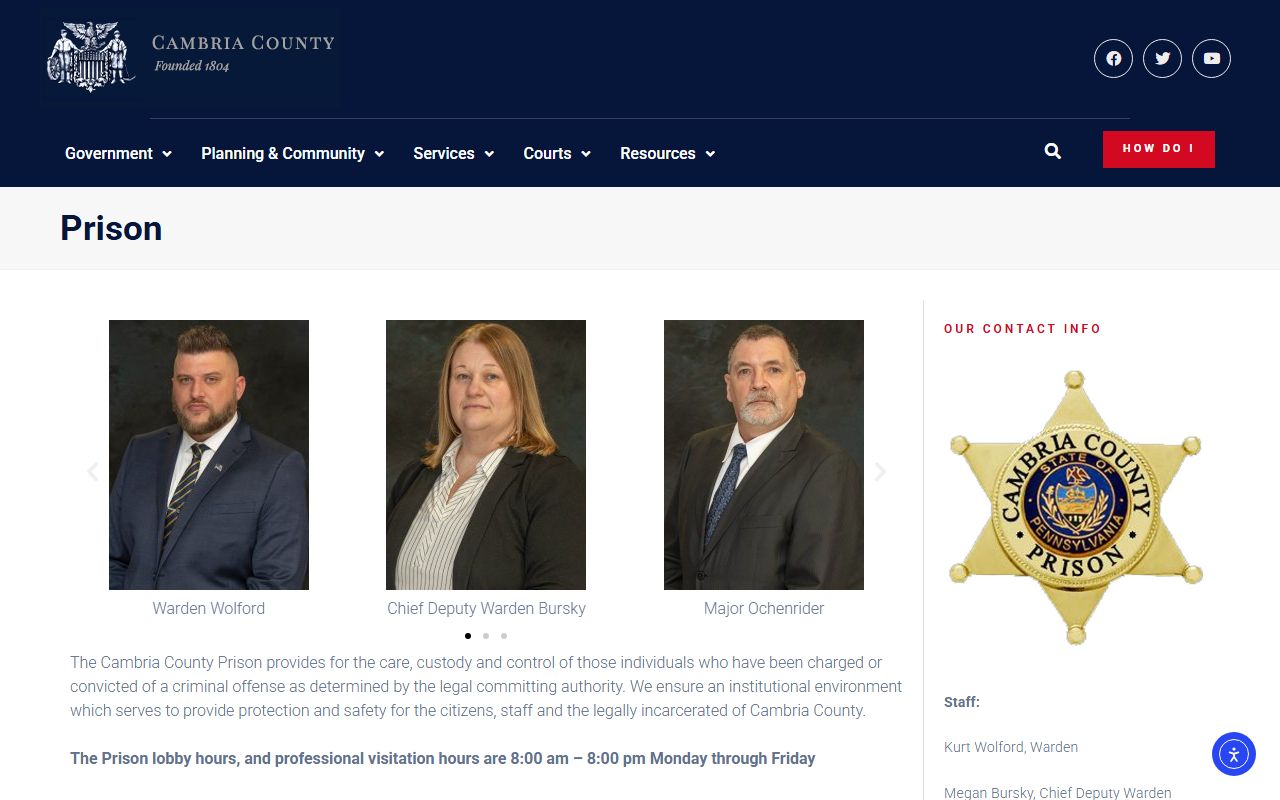 Cambria County inmate records prison page
