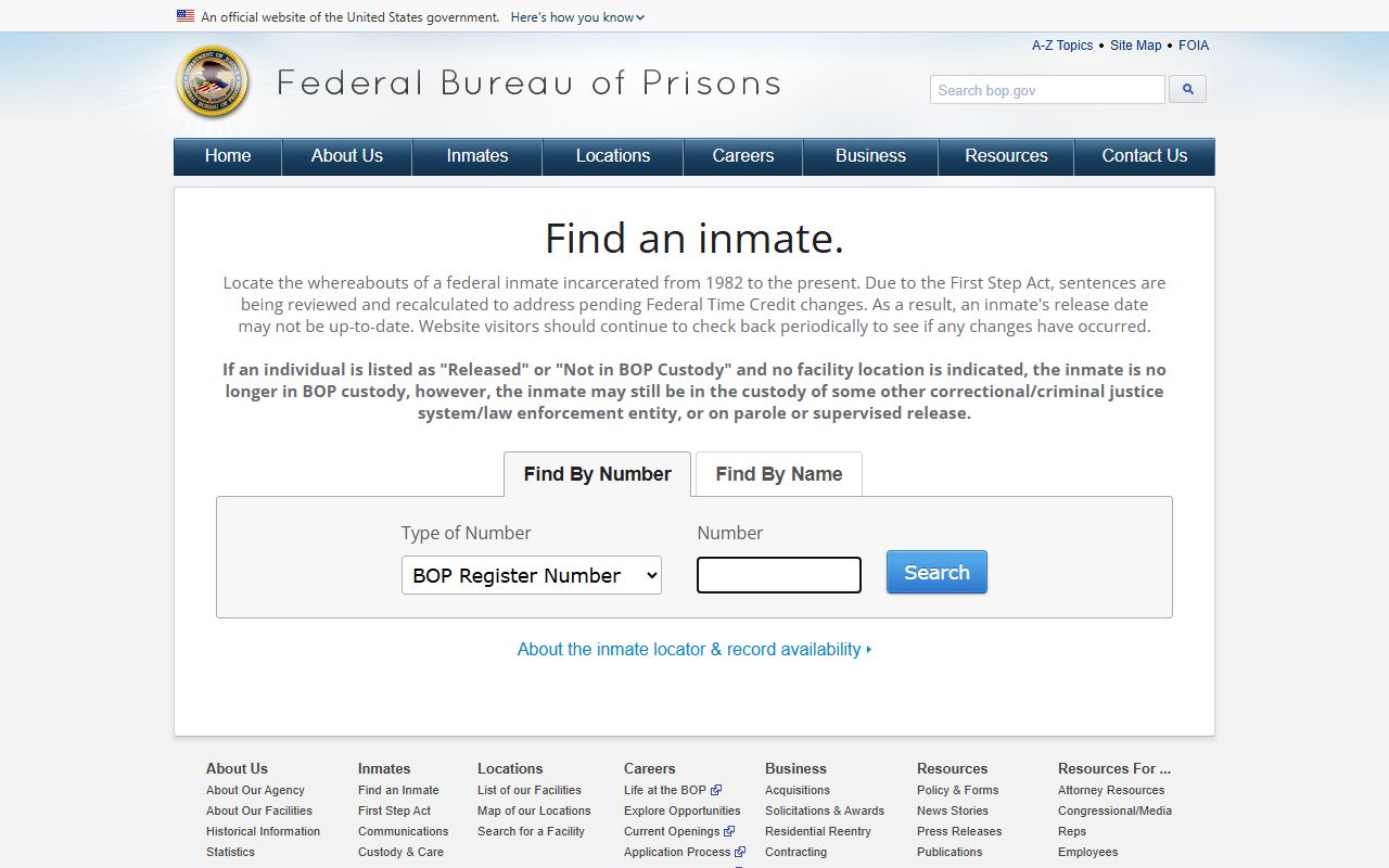 Cambria County inmate search Federal Bureau of Prisons locator