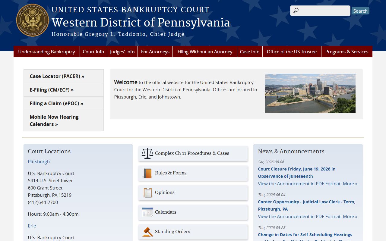 Cambria County probate records bankruptcy court resource